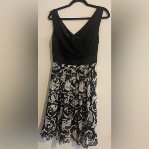 White House Black Market dress- black top with floral bottom